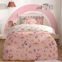 Floral Duvet Cover Bedding Set Pillowcases Rainbow Revesible Quilt Single Double