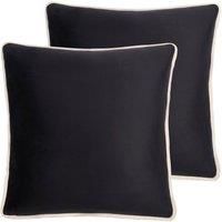 OHS 2 PACK MATTE VELVET PIPED CUSHION COVERS, MONO - 45X45CM