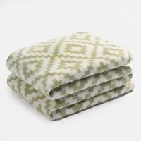 Geo Tile Throw Over Bed Blanket Travel Garden Chair Soft Fleece Warm Bedspread