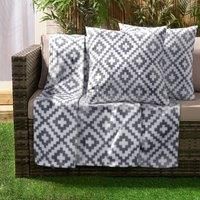Geo Tile Throw Over Bed Blanket Travel Garden Chair Soft Fleece Warm Bedspread