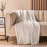 OHS Ribbed Fleece Throw Plush Supersoft Blanket Travel Winter Bedspread