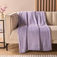 Ribbed Fleece Throw Over Bed Blanket Plush Supersoft Travel Warm Sofa Bedspread