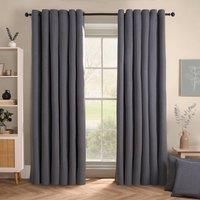 Pair of Eyelet Blackout Curtains Woven Ready Made Ring Top Thermal Texture Thick