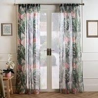 Voile Net Curtains Tropical 2 Window Panels Sheer Rod Pocket Slot Top Pair Set