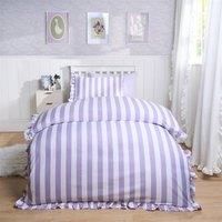 Frill Duvet Cover Bedding Set Pillowcase Stripe Quilt Luxury Double King Size