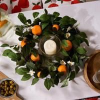Orange Wreath Door Dining Table Decoration Spring Wall New Home Natural Look