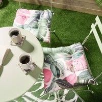 Seat Pads 2 4 Water Resistant Garden Chairs Cover Ties Geo Leaf Outdoor Cushions