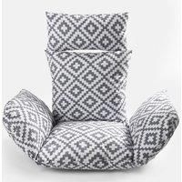 OHS Hanging Basket Chair Cushion, Egg Chair Cushion with Headrest Geometric Soft Thick Padded Rattan Hanging Swing Chair For Garden Indoor/Outdoor Spaces, Grey