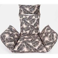 OHS Egg Chair Cushion, Rattan Hanging Swing Chair with Headrest Leaf Print Soft Thick Padded Hanging Basket Chair Cushion For Garden Indoor/Outdoor Use, Monochrome