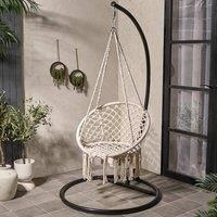 Macrame Hanging Chair Outdoor Swing Garden Furniture Hammock Rope Soft Tassels