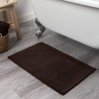 Brentfords Noodle Bathmats for Bathroom, Extra Soft Super Absorbent Material Floor Mat Bathroom Comfy Thick Quick Drying Bath Mat - Chocolate Brown, 45 x 75cm