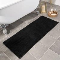Brentfords Noodle Bath Mats for Bathroom, Non Slip Absorbent Runner Mat Super Soft Thick Bobble Material Large Quick Drying Lightweight - Black, 45 x 110cm