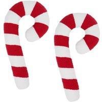 Sofa Cushion Candy Cane Xmas Festive Filled Plump Plush Soft Fleece Home Decor