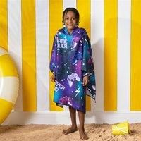 Kids Poncho Beach Towel Hooded Quick Dry Microfibre Holiday Swimming Absorbent