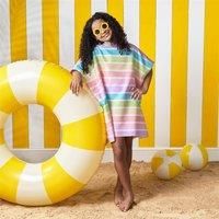 Kids Poncho Beach Towel Hooded Quick Dry Microfibre Holiday Swimming Absorbent
