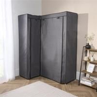 Corner Wardrobe Fabric Clothing Hanging Rail Bedroom Organiser 2 Door Home Decor