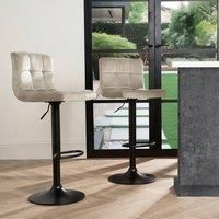 Adjustable Bar Stools x 2 Velvet Swivel Pub Seat Kitchen Breakfast Counter Chair