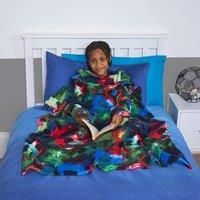 Kids Fleece Blanket with Sleeves Arms Wearable Supersoft Cosy Plush Warm Throw