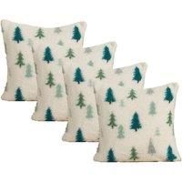 Christmas Cushion Covers 2/4 Teddy Fleece Tree Plump Filled Plush Warm Soft Home