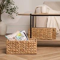 Natural Storage Cube Folding Rope Organiser Woven Wicker Hamper Strong Eco Box
