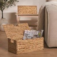 Natural Storage Cube Folding Rope Organiser Woven Wicker Hamper Strong Eco Box