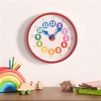 OHS Learning Clock for Kids, Educational Learn To Tell The Time with Hours Minutes Colourful Design Teaching Clock for Bedrooms & Classrooms, Multi - 25cm
