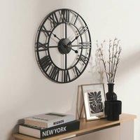 Large Wall Clock Roman Numerals Skeleton Big Open Round Face Living Room Kitchen