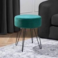 Dressing Table Stool Velvet Round Makeup Vanity Seat Chair Metal Legs Pouffe