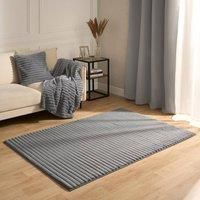 Faux Fur Rug Living Room Ribbed Large Mat Luxury Carpet Anti Slip Floor Runner