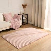 Faux Fur Rug Living Room Ribbed Large Mat Luxury Carpet Anti Slip Floor Runner
