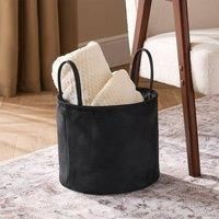 Velvet Storage Basket Hamper Clothes Toys Organiser Fabric Washing Bag Handles