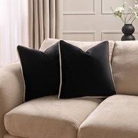 OHS Piped Edge Cushion Covers Matte Velvet Soft Luxury 2/4 Square Pillowcases