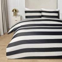 OHS Stripe Bedding Set Microfibre Reversible Duvet Cover with Pillowcase
