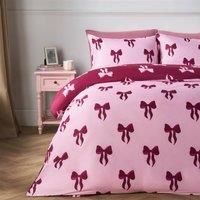 OHS Bow Microfibre Reversible Duvet Cover with Pillowcase Bedding Set
