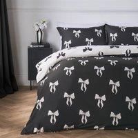 OHS Bow Microfibre Reversible Duvet Cover with Pillowcase Bedding Set