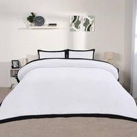OHS Contrast Border Bedding Set Soft Microfibre Duvet Cover with Pillowcases