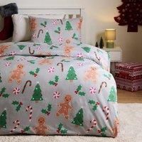OHS Gingerbread Man Bedding Set Kids Xmas Reversible Duvet Cover with Pillowcase