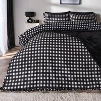 OHS Gingham Frill Reversible Duvet Cover with Pillowcase Soft Cosy Bedding Set