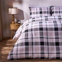 OHS Farmers Check Tartan Brushed Cotton Duvet Cover with Pillowcase Bedding Set