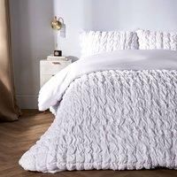 OHS Filled Quilted Seersucker Duvet Cover Bedding Set