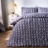 OHS Filled Quilted Seersucker Duvet Cover Bedding Set