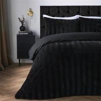 OHS Velvet Stripe Duvet Cover with Pillowcase Cosy Bedding Set
