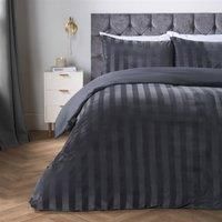 OHS Velvet Stripe Duvet Cover with Pillowcase Cosy Bedding Set