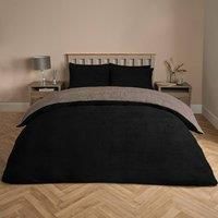 OHS Reversible Teddy Fleece Duvet Cover with Pillowcase Bedding Set Grey