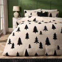 Teddy Fleece Duvet Cover Christmas Tree Winter Quilt Warm Supersoft Bedding Set