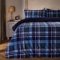 OHS Tartan Check Teddy Fleece Thermal Duvet Cover Bedding Set