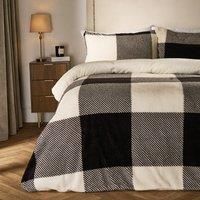 Gingham Teddy Duvet Cover Pillowcase Quilt Soft Warm Check Fleece Bedding Set