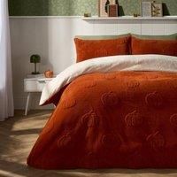 OHS Pumpkin Tufted Bedding Set Halloween Autumn Fleece Duvet Set with Pillowcase