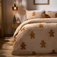 OHS Tufted Gingerbread Bedding Set Fleece Winter Duvet Cover with Pillowcase