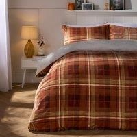 OHS Autumn Check Bedding Set Tartan Sherpa Fleece Duvet Cover with Pillowcase